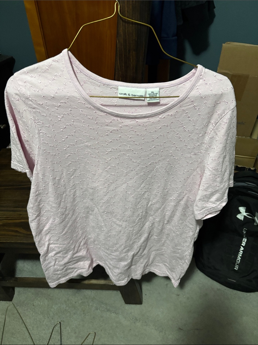 croft & barrow Light Pink Eyelet Short-Sleeve Tee